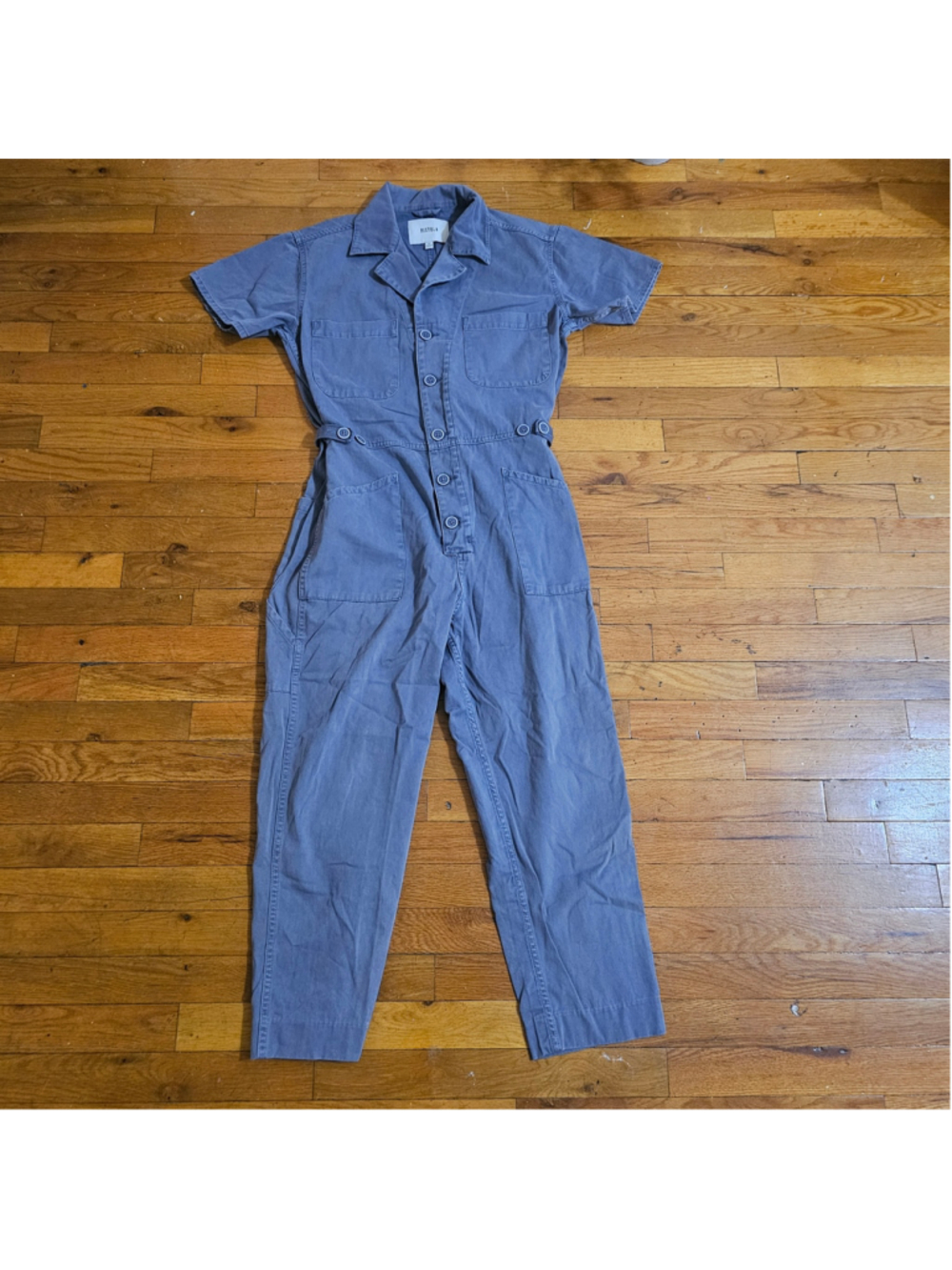 Women's Pistola Grover Blue Cotton Short Sleeve Jumpsuit Size S
